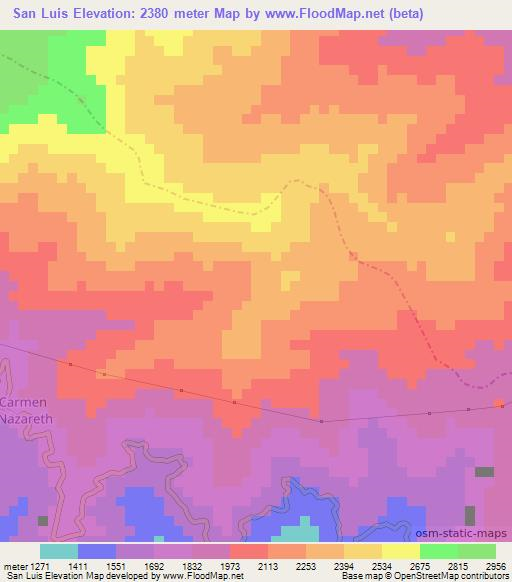 San Luis,Colombia Elevation Map