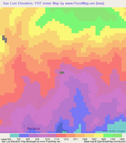 San Luis,Colombia Elevation Map