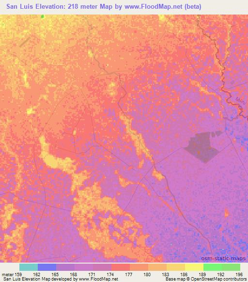 San Luis,Colombia Elevation Map