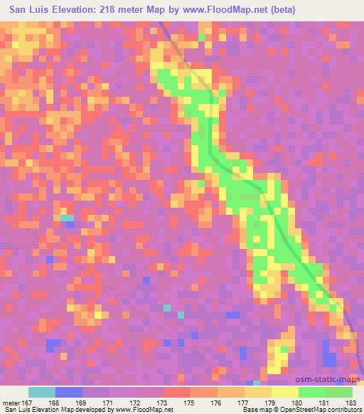 San Luis,Colombia Elevation Map