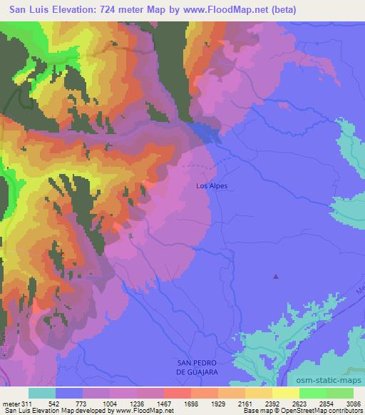 San Luis,Colombia Elevation Map