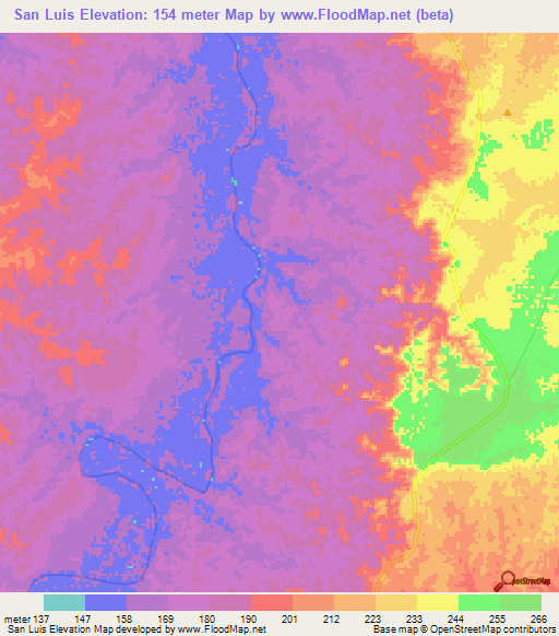 San Luis,Colombia Elevation Map