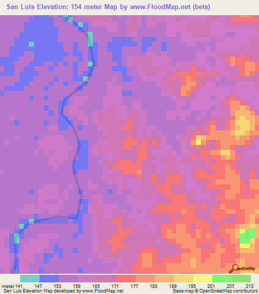 San Luis,Colombia Elevation Map