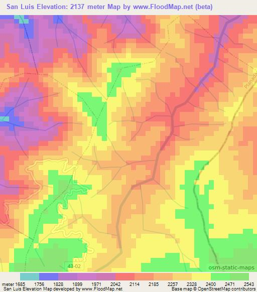 San Luis,Colombia Elevation Map