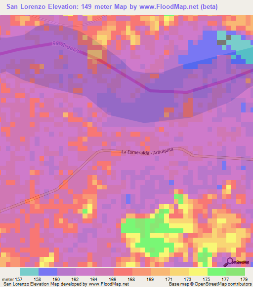 San Lorenzo,Colombia Elevation Map