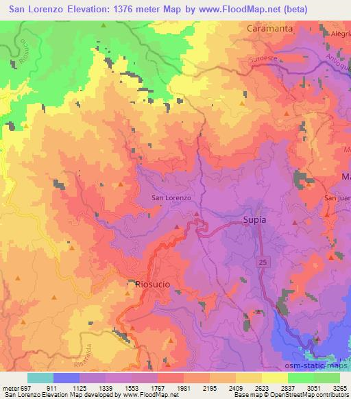 San Lorenzo,Colombia Elevation Map