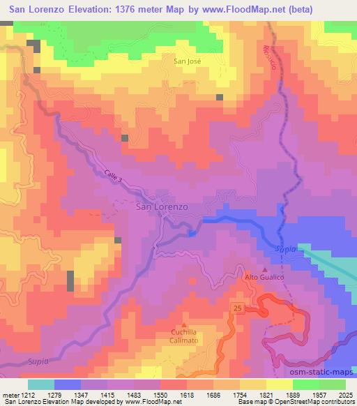 San Lorenzo,Colombia Elevation Map