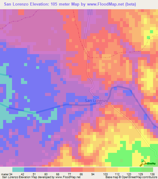 San Lorenzo,Colombia Elevation Map