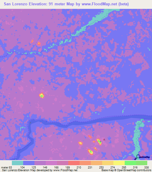 San Lorenzo,Colombia Elevation Map