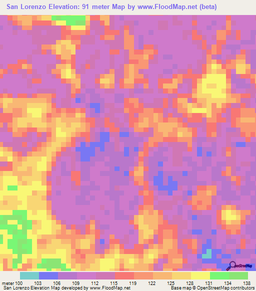 San Lorenzo,Colombia Elevation Map