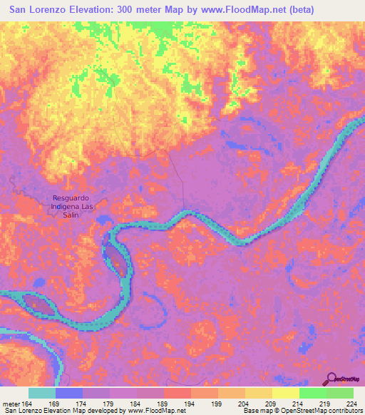 San Lorenzo,Colombia Elevation Map