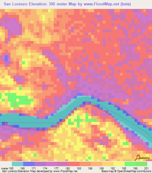 San Lorenzo,Colombia Elevation Map