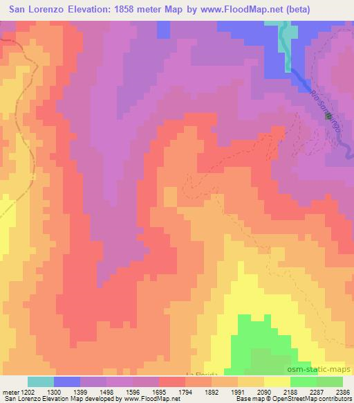 San Lorenzo,Colombia Elevation Map