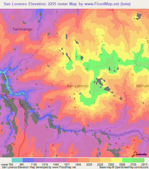 San Lorenzo,Colombia Elevation Map