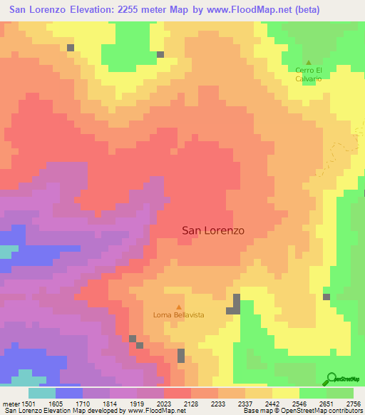 San Lorenzo,Colombia Elevation Map