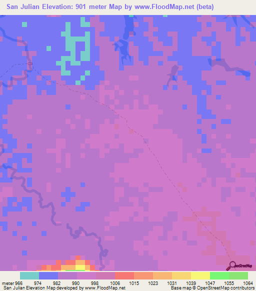 San Julian,Colombia Elevation Map