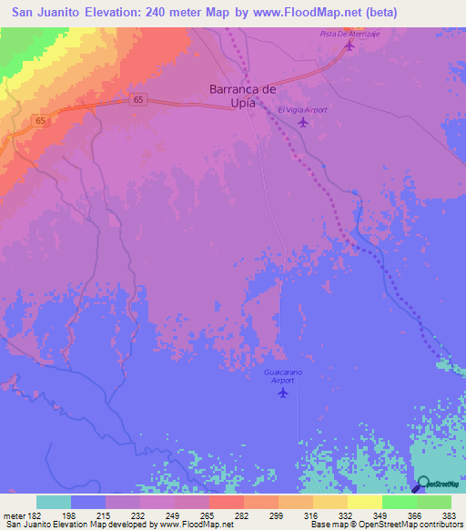 San Juanito,Colombia Elevation Map