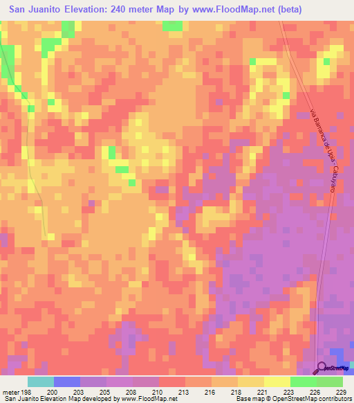 San Juanito,Colombia Elevation Map