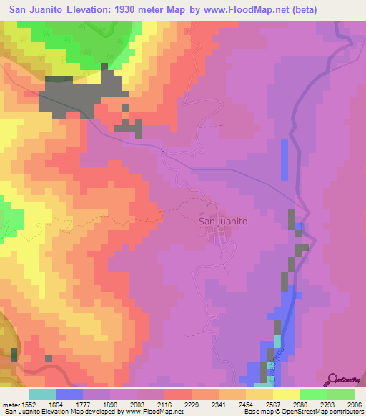 San Juanito,Colombia Elevation Map