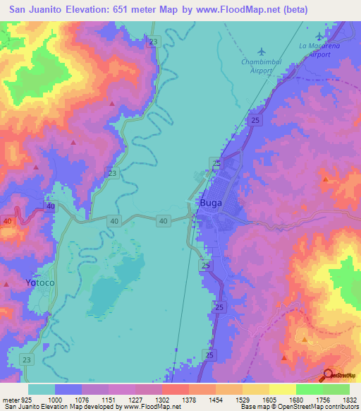 San Juanito,Colombia Elevation Map