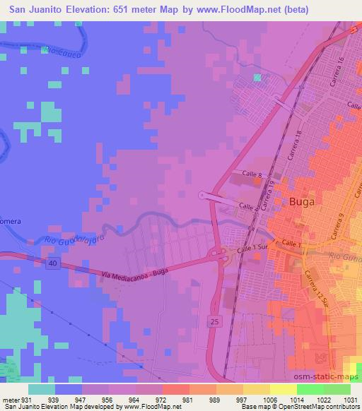 San Juanito,Colombia Elevation Map