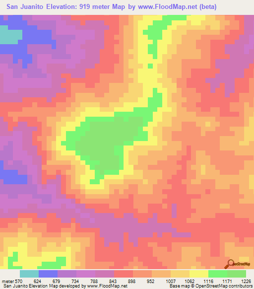 San Juanito,Colombia Elevation Map