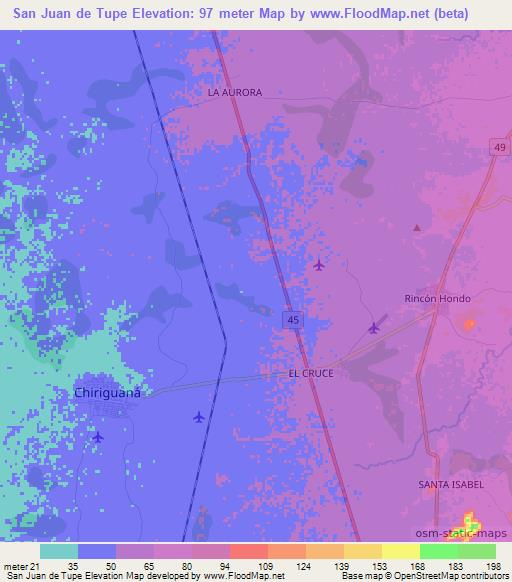 San Juan de Tupe,Colombia Elevation Map