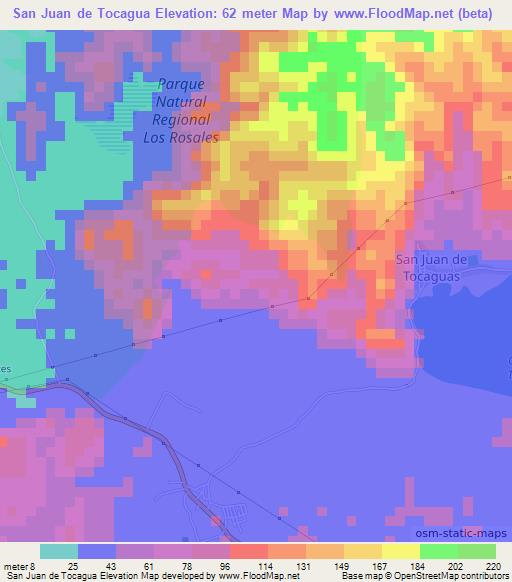 San Juan de Tocagua,Colombia Elevation Map