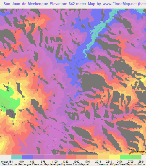 San Juan de Mechengue,Colombia Elevation Map