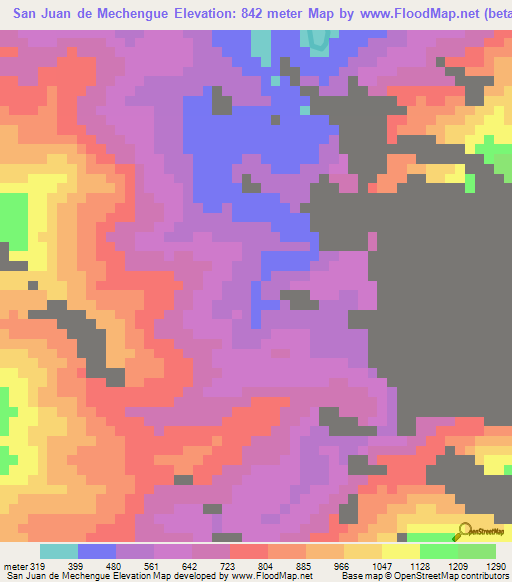 San Juan de Mechengue,Colombia Elevation Map