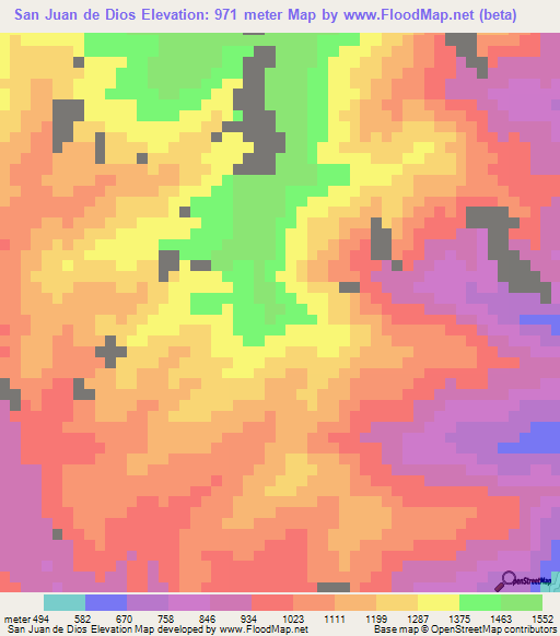 San Juan de Dios,Colombia Elevation Map