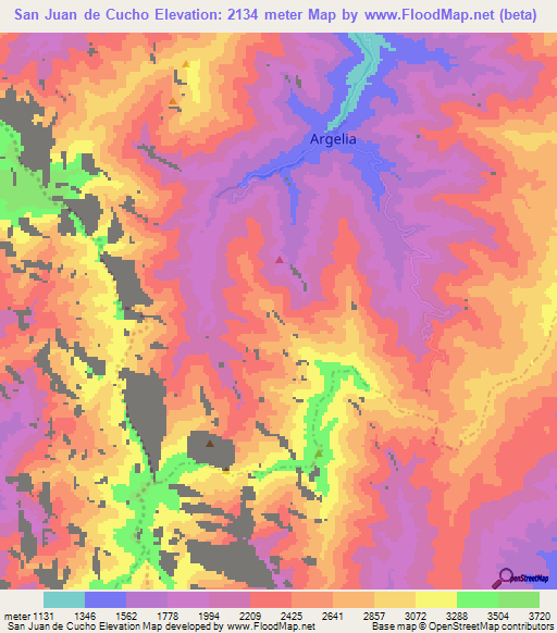 San Juan de Cucho,Colombia Elevation Map