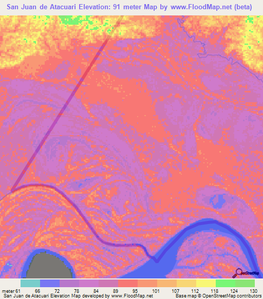 San Juan de Atacuari,Colombia Elevation Map