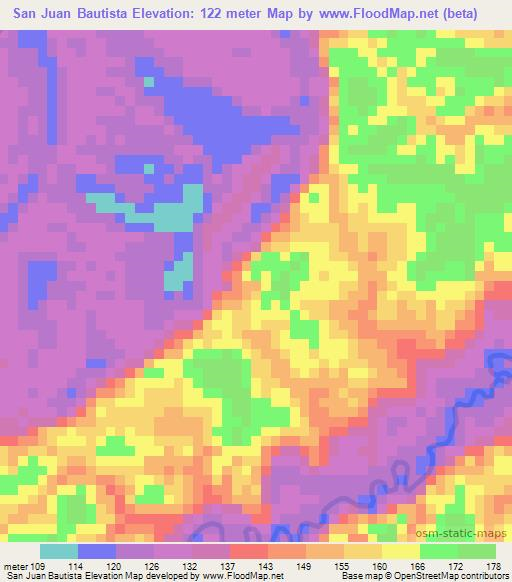 San Juan Bautista,Colombia Elevation Map