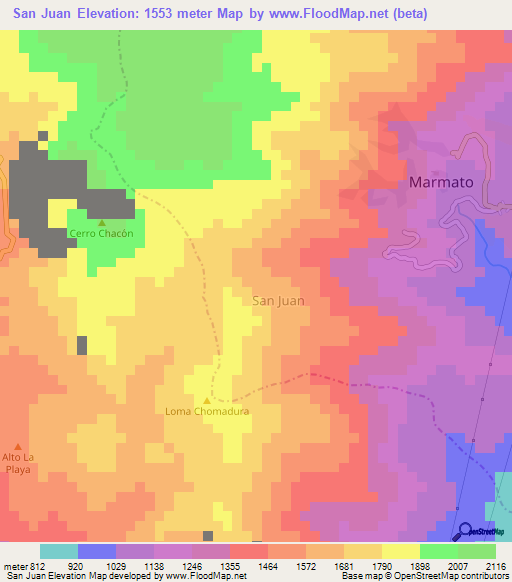 San Juan,Colombia Elevation Map