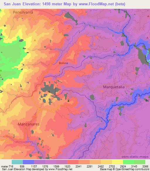 San Juan,Colombia Elevation Map