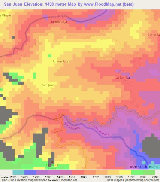 San Juan,Colombia Elevation Map