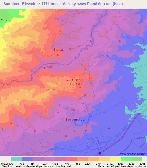 San Juan,Colombia Elevation Map