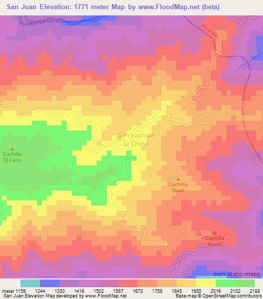 San Juan,Colombia Elevation Map