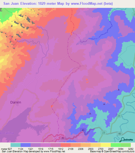 San Juan,Colombia Elevation Map