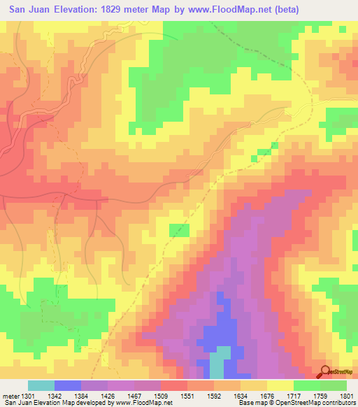 San Juan,Colombia Elevation Map