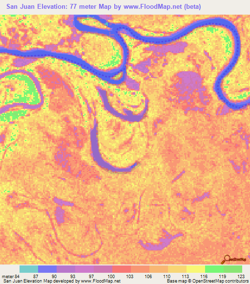 San Juan,Colombia Elevation Map