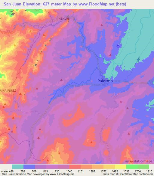 San Juan,Colombia Elevation Map