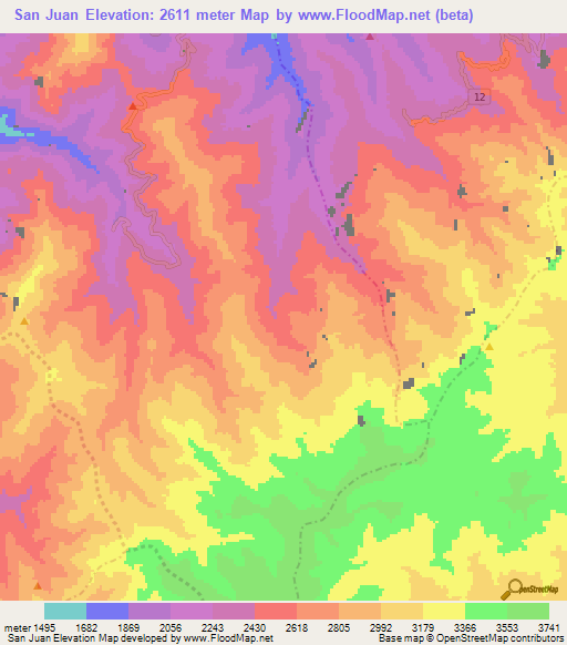 San Juan,Colombia Elevation Map