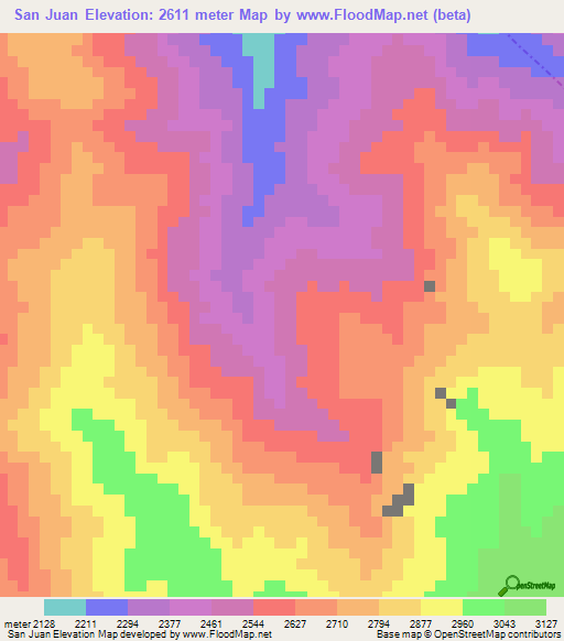 San Juan,Colombia Elevation Map