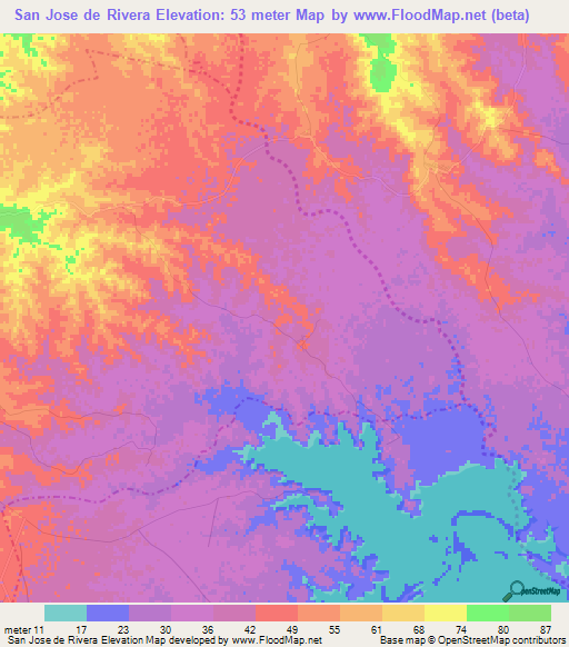 San Jose de Rivera,Colombia Elevation Map