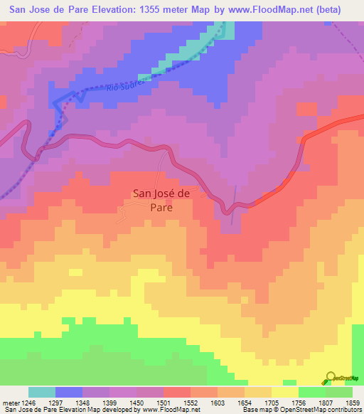 San Jose de Pare,Colombia Elevation Map