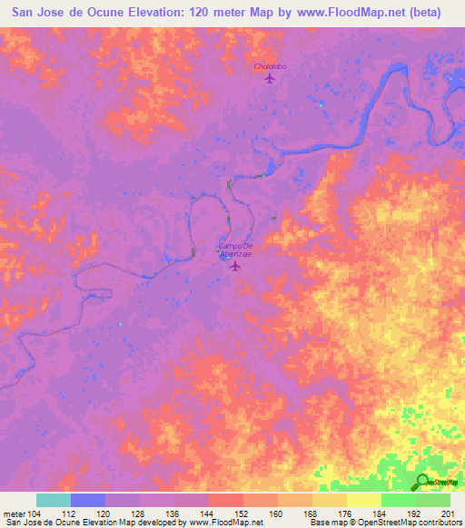 San Jose de Ocune,Colombia Elevation Map