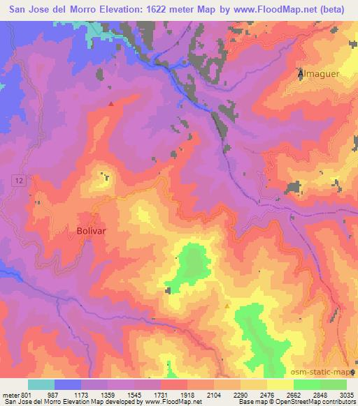 San Jose del Morro,Colombia Elevation Map