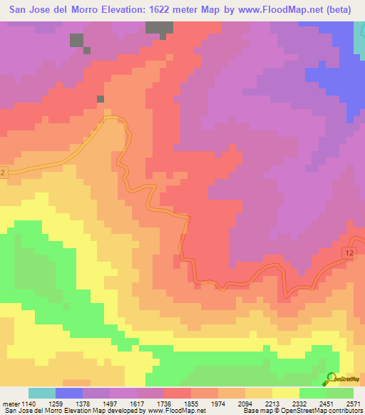 San Jose del Morro,Colombia Elevation Map